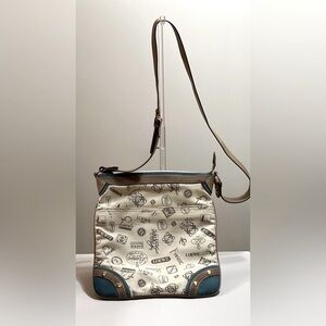 LOEWE TAN AND TEAL 160TH ANNIVERSARY CANVAS CROSSBODY BAG